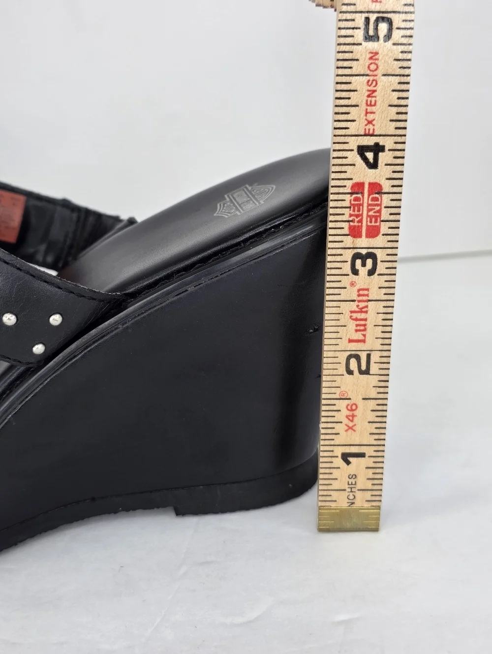 Harley Davidson Monica Women's Black‎ Double Strap Silver Wedge Sandals Size 10M